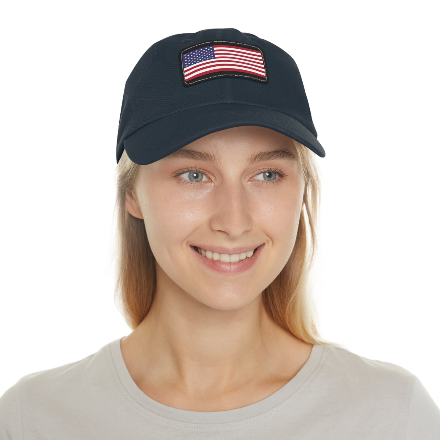 Patriotic Dad Hat with American Flag Leather Patch