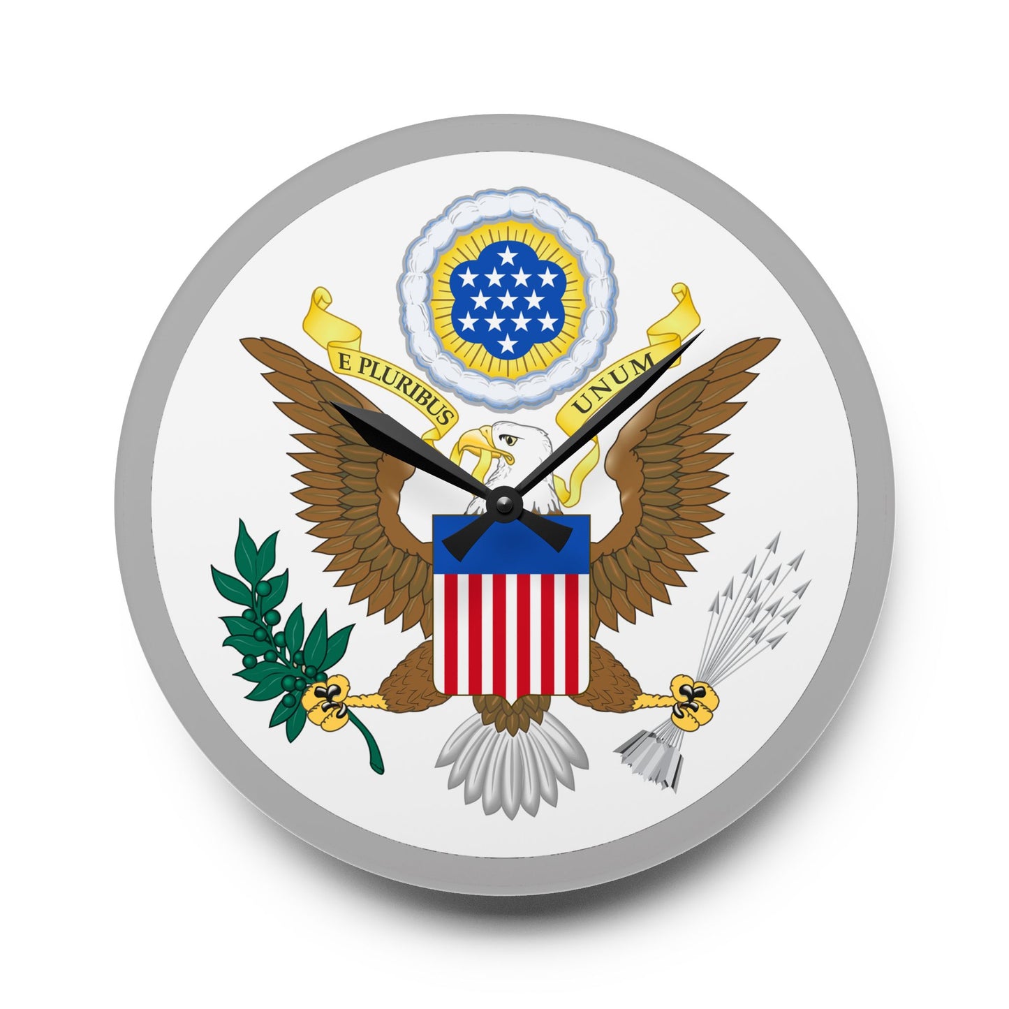 Patriotic Acrylic Wall Clock with Eagle Design
