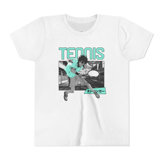 Youth Anime Tennis Short Sleeve Tee – Cool Graphic Sport Tee for Kids