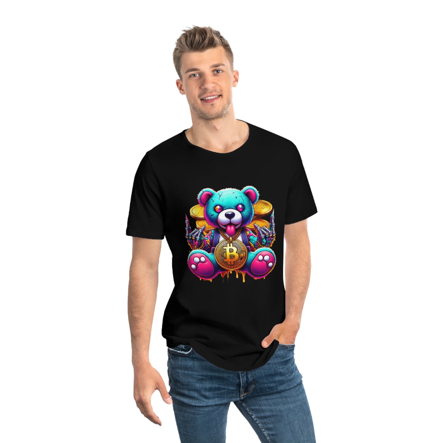 Colorful Teddy Bear Men's Graphic Tee – Fun & Stylish Bear T-Shirt