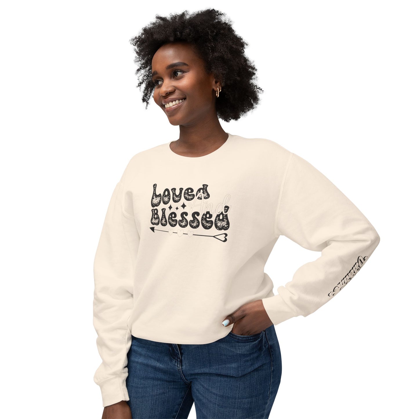 Women Sweatshirt Love And Blessed - Perfect for Valentine's Day Outfit