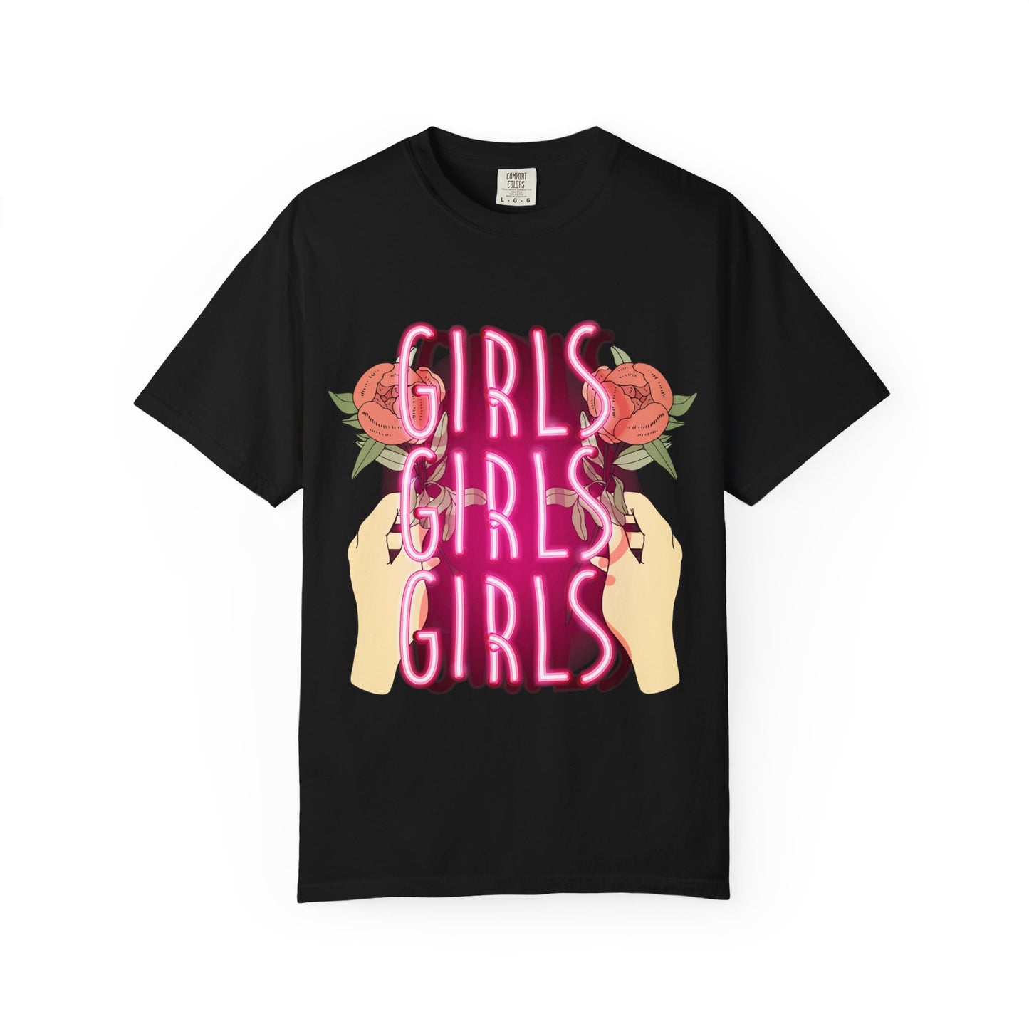 Women Fun Floral T-shirt Girls Girls Girls - Fun Design for Empowering Vibes