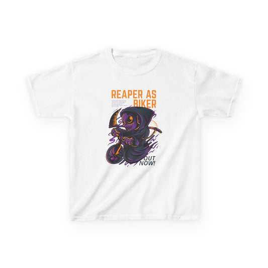 Kids Reaper Biker Graphic Tee - Fun and Playful T-Shirt
