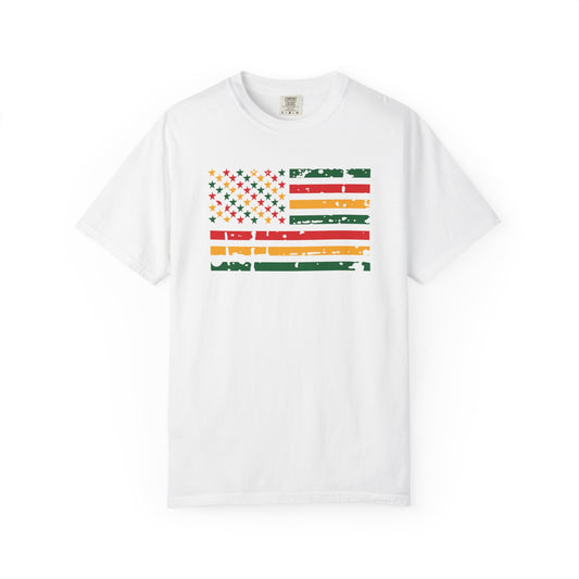 Men T-Shirt Patriotic Juneteenth Vintage Flag