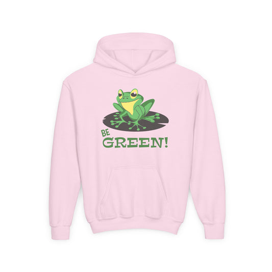 Eco-Friendly Youth Hoodie for Boys - 'Be Green!' Design