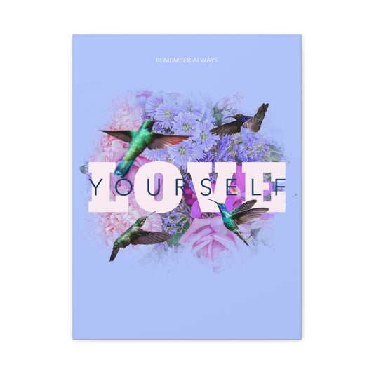 Inspirational Canvas Art - "Love Yourself" Floral Print