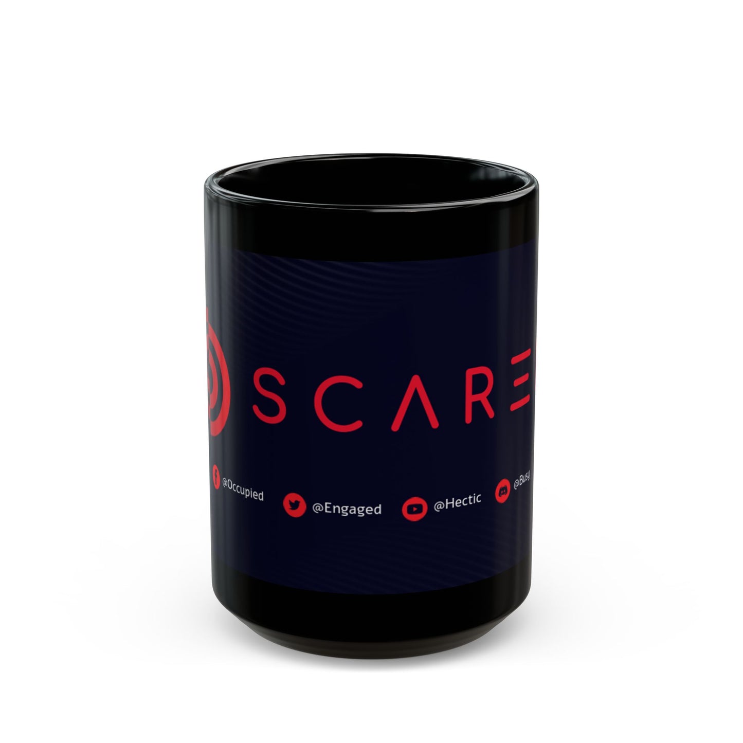 Custom Black SCARED Coffee Mug - Scare & Engaged Design for Gamers