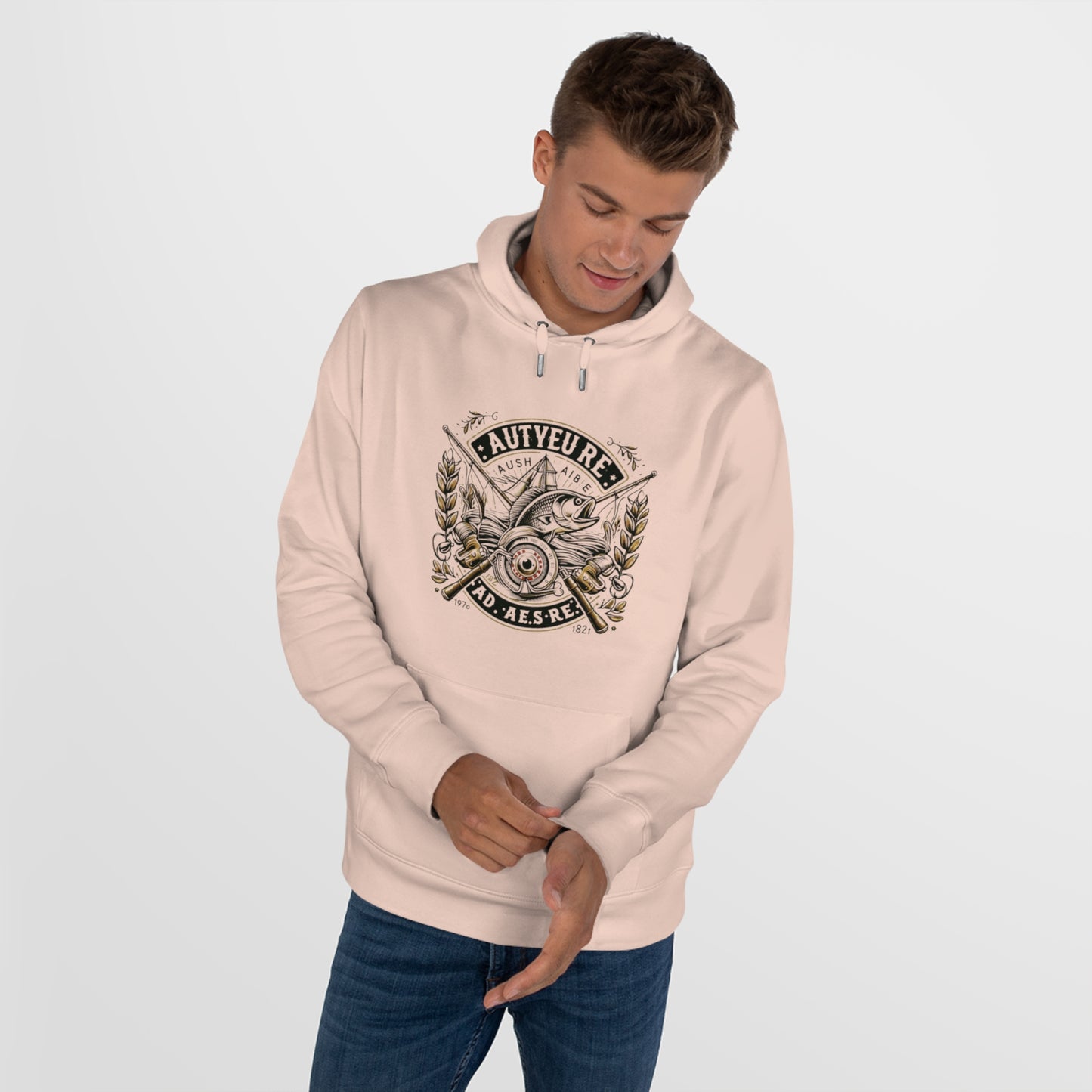 Vintage Fishing Hoodie - Autore Insignia Design for Adventurous Spirits