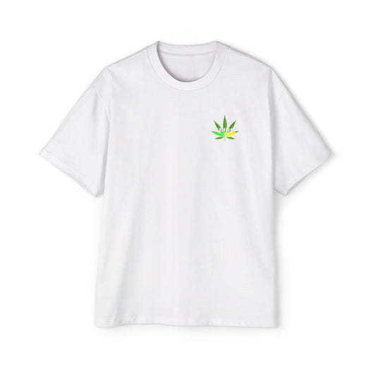 Men's Heavy Oversized Tee - KEIBO Cannabis Leaf Graphic Shirt