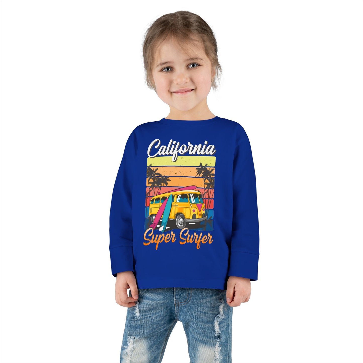 Toddler Long Sleeve Tee California Super Surfer Fun Beach Vibes