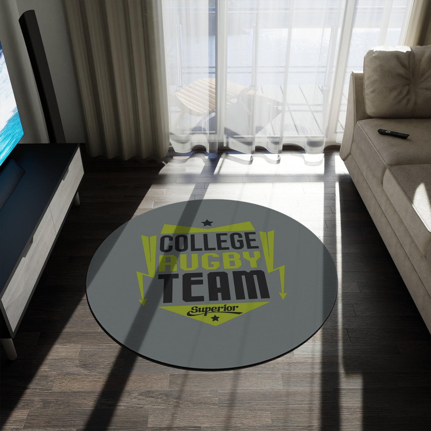 College Rugby Team Round Rug - Perfect for Sports Fans and Home Decor