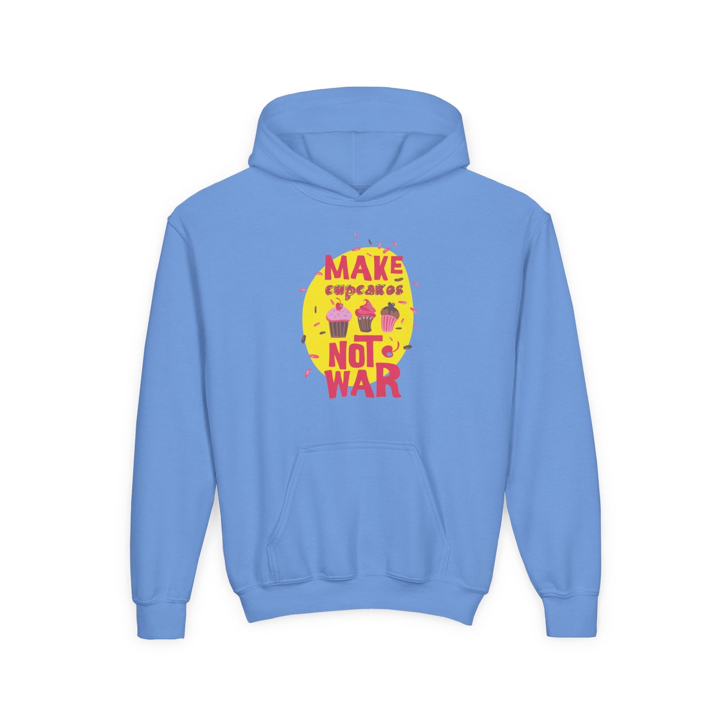 Fun Youth Hoodie for Girl "Make Cupcakes Not War"