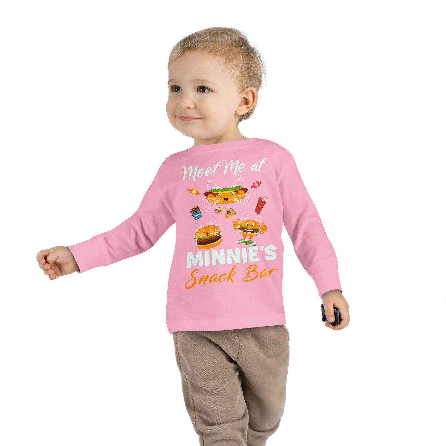 Toddler Long Sleeve Tee - "Meet Me at Minnie's Snack Bar" Cute Cat Design