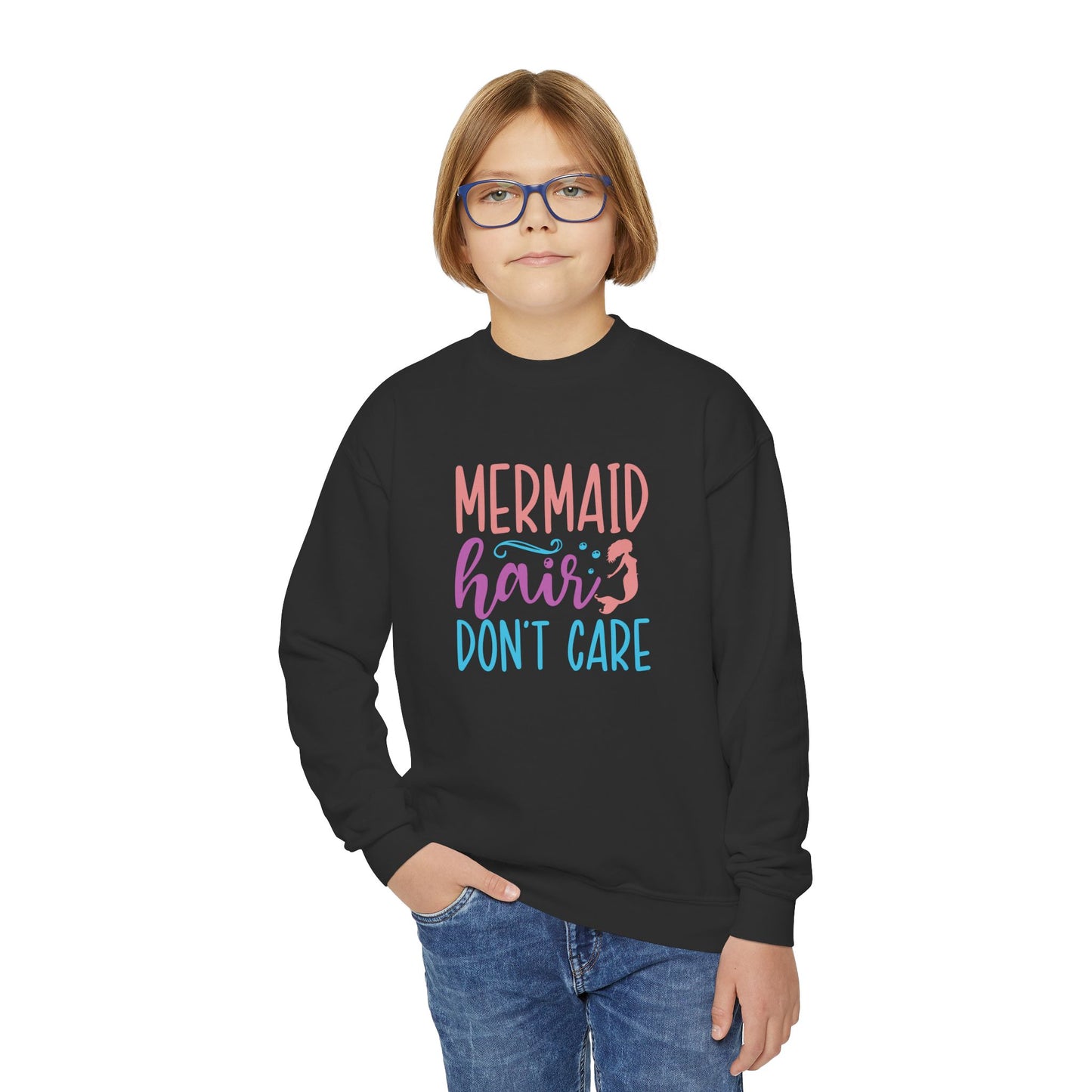 Youth Sweatshirt For Girls Mermaid Hair Don't Care