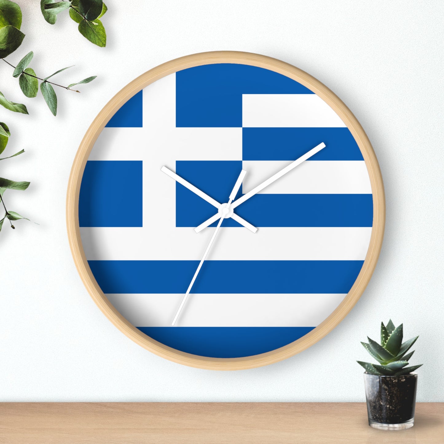 Greece Flag Wall Clock - Blue and White Home Decor