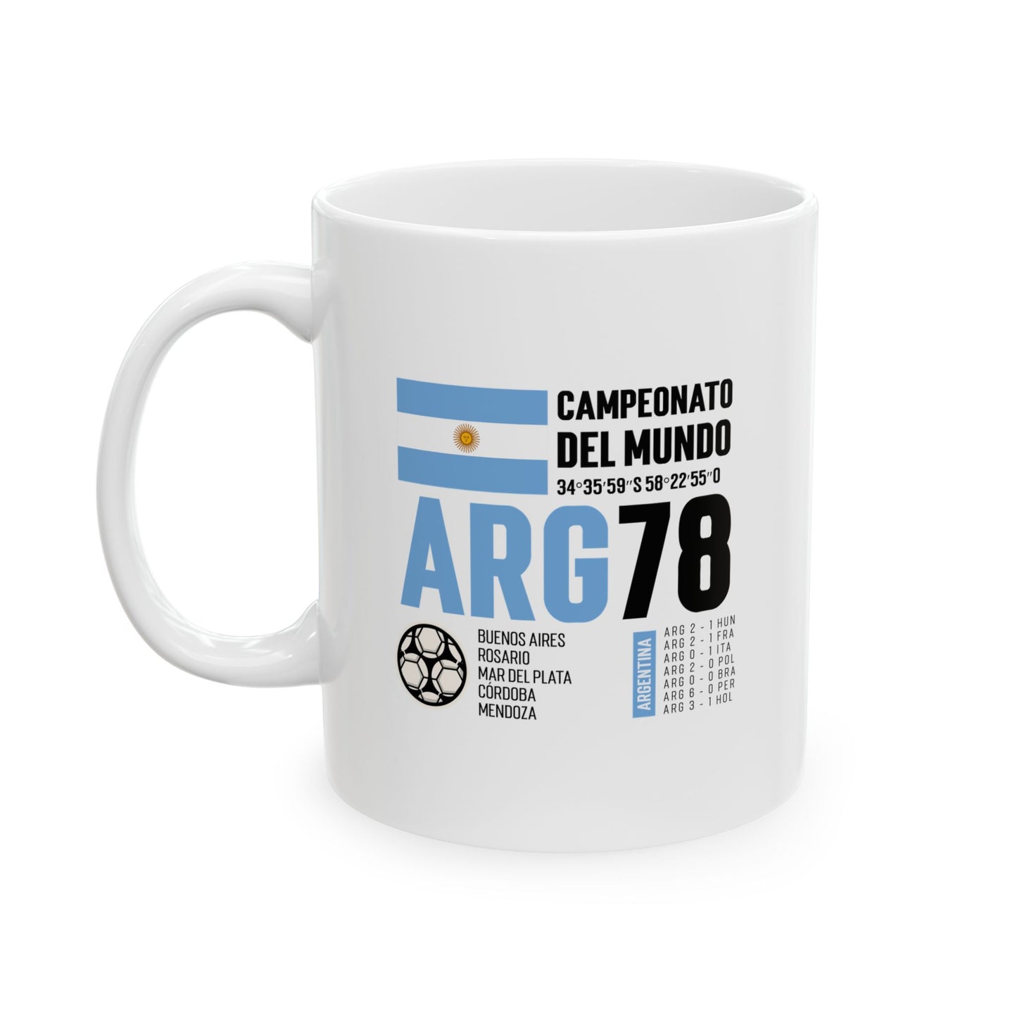 Modern Argenina Football Ceramic Mug Graphic Design Perfect for Coffee Lovers