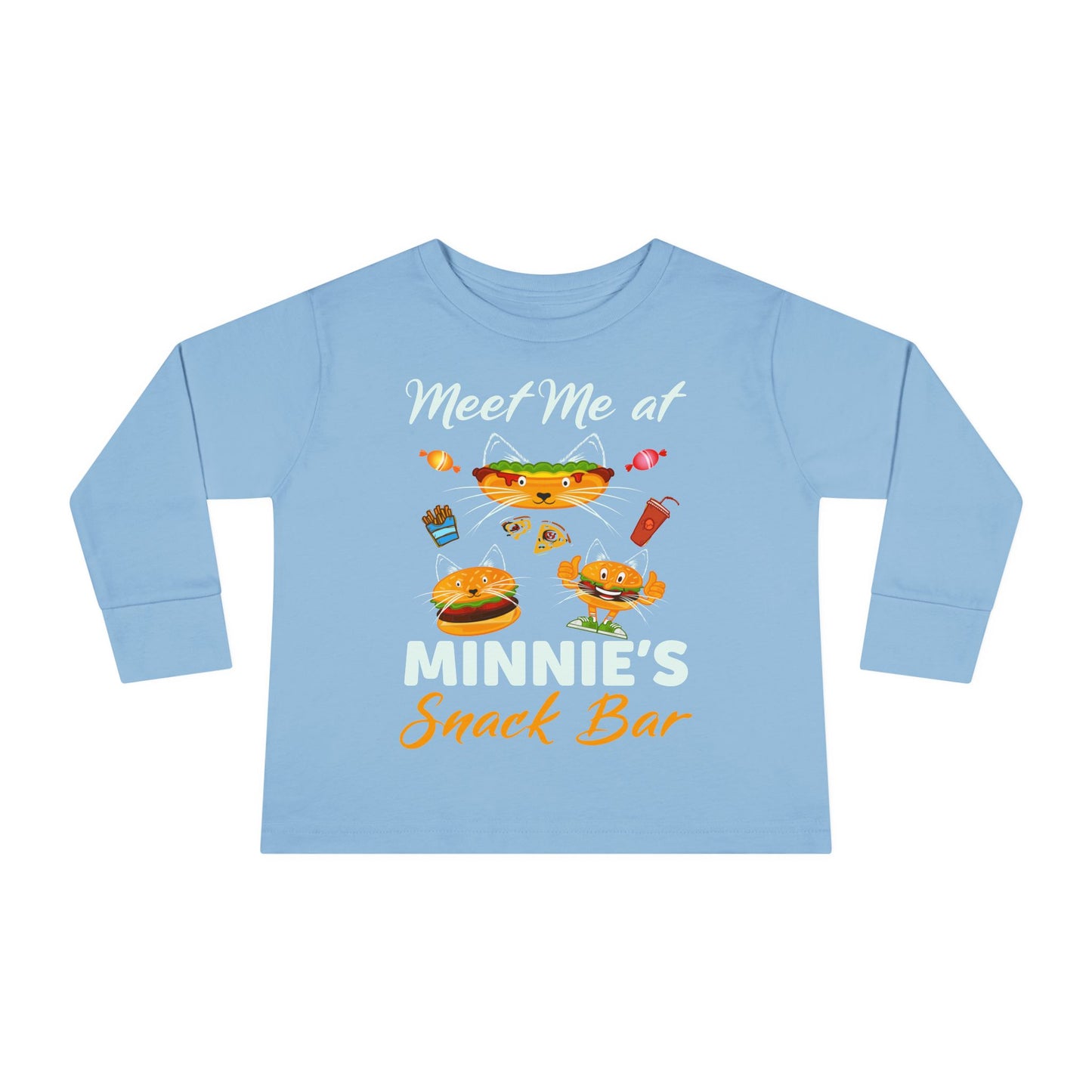 Toddler Long Sleeve Tee - "Meet Me at Minnie's Snack Bar" Cute Cat Design