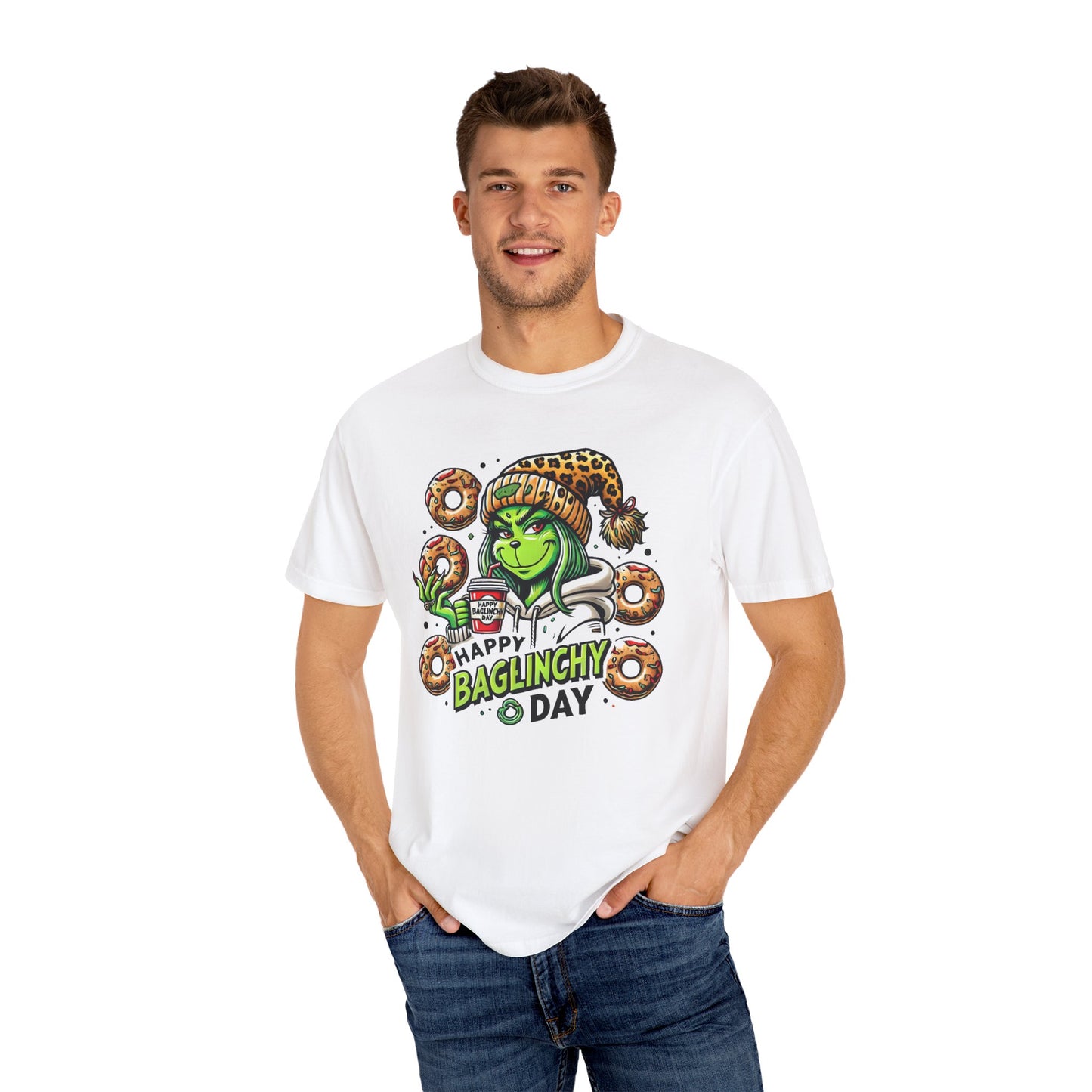 Happy Bagels Day Unisex T-Shirt with Grinchy Design