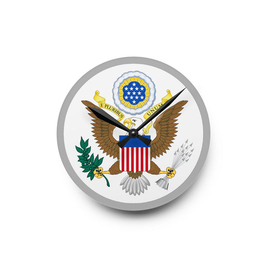 Patriotic Acrylic Wall Clock with Eagle Design
