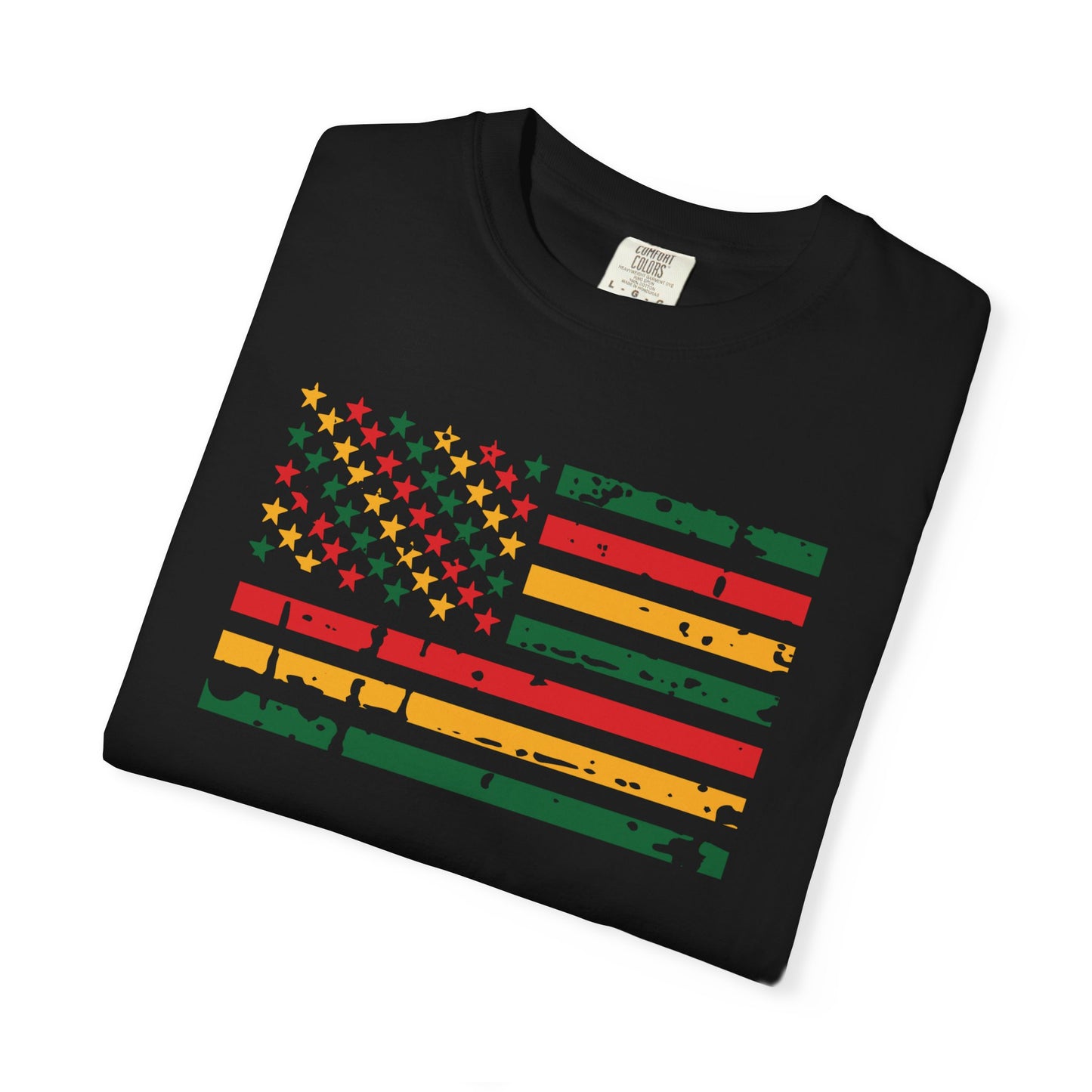 Men T-Shirt Patriotic Juneteenth Vintage Flag