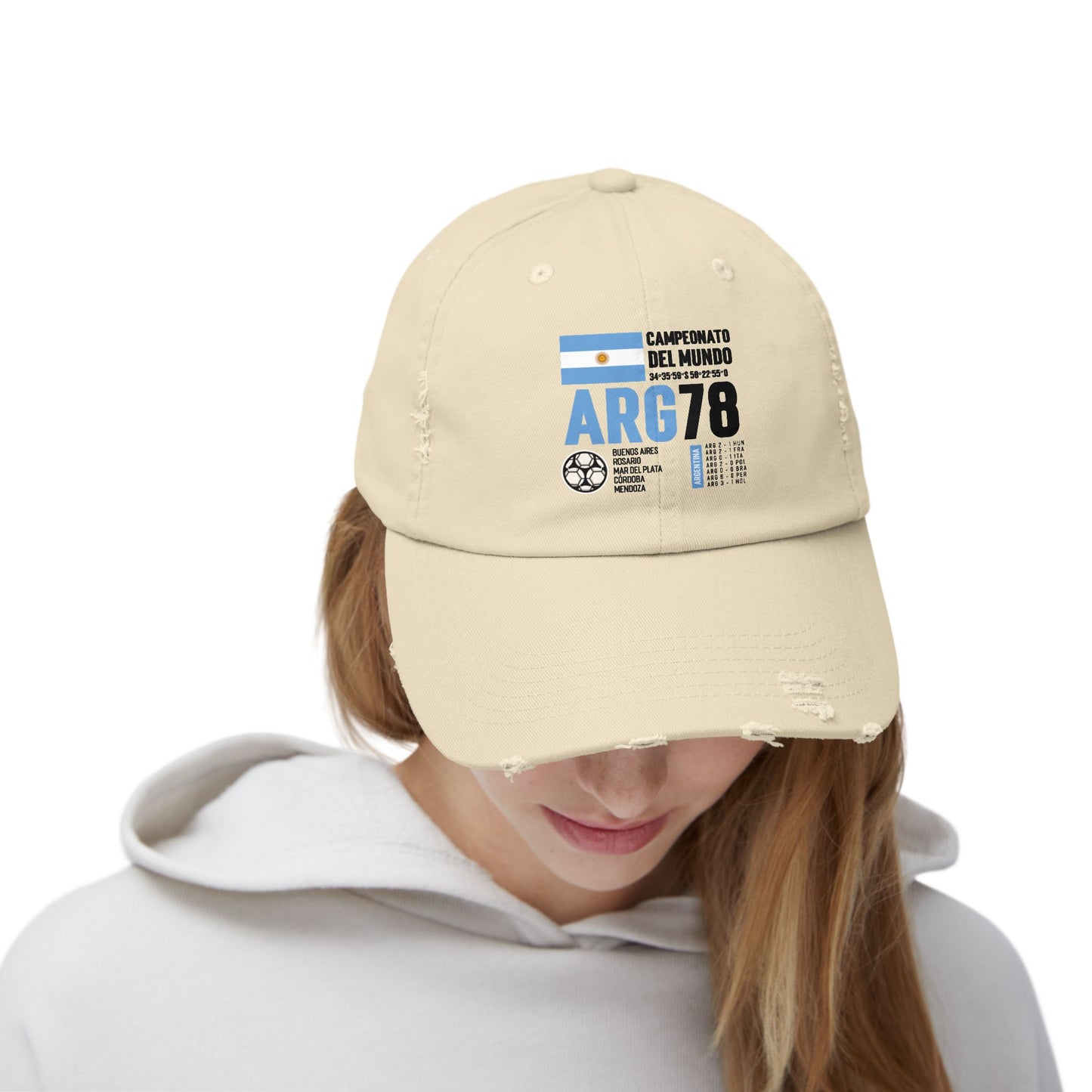 Unisex Distressed Cap Campionato Del Mundo ARG78 Vintage Style Hat