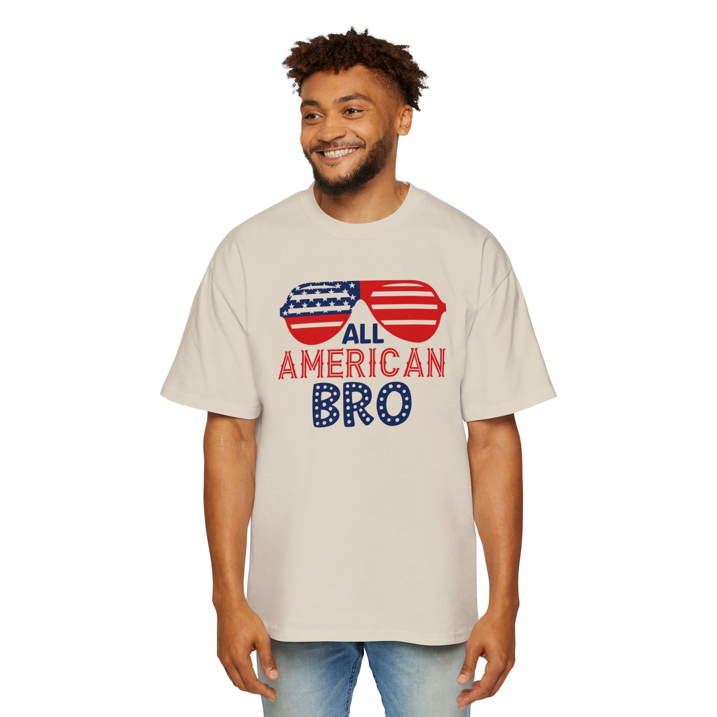 Men's Oversized Patriotic T-Shirt All American Bro for Independence Day