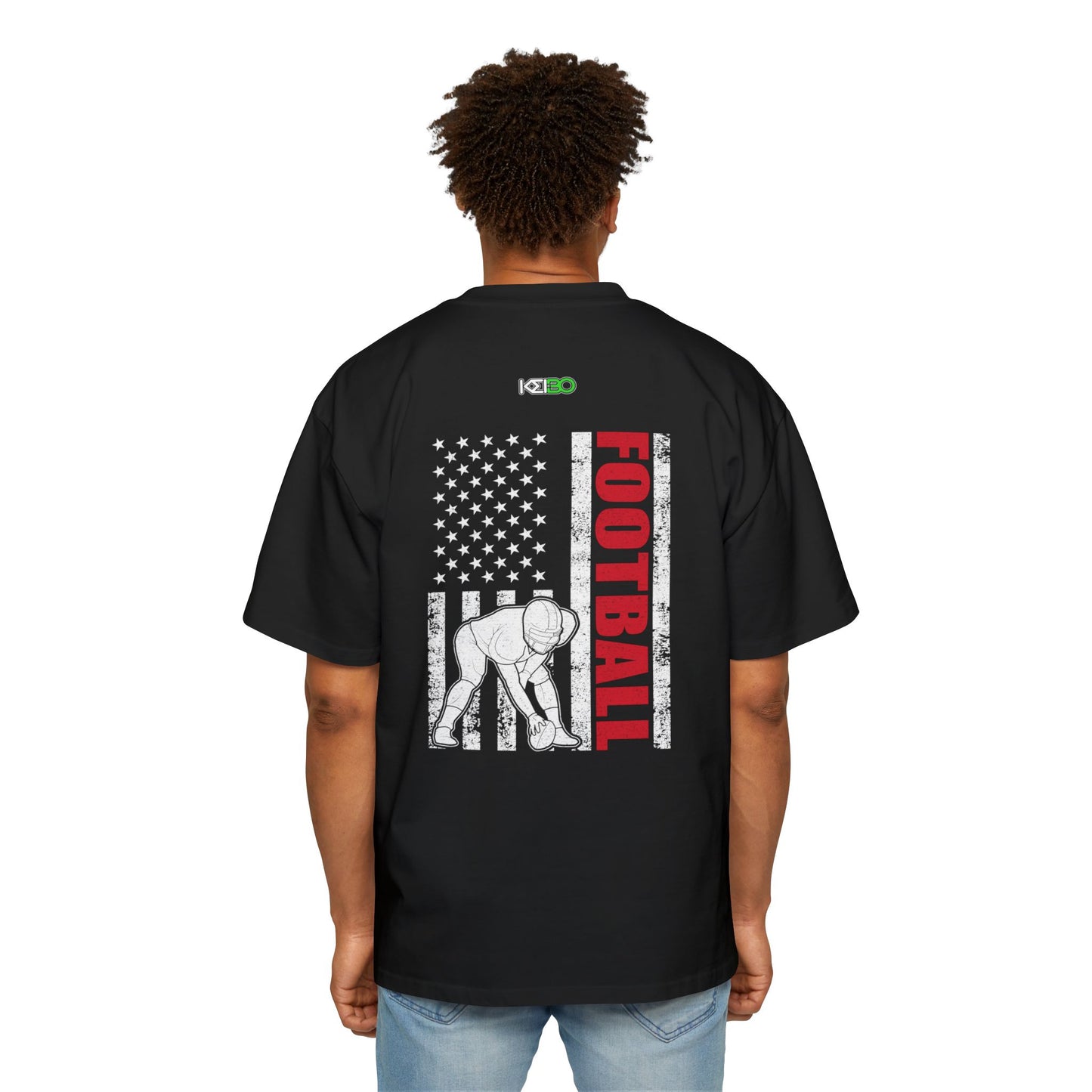 Men's Oversized Football Graphic Tee - Patriotic T-shirt