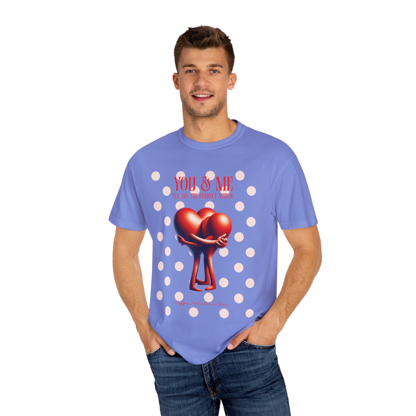 Women Garment-Dyed T-Shirt - 'We Are The Perfect Match' - Valentine's Day