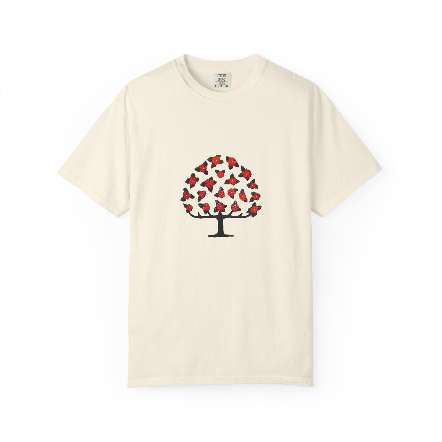 Unisex Garment-Dyed T-Shirt with Blooming Tree Design - Eco-Friendly Fashion
