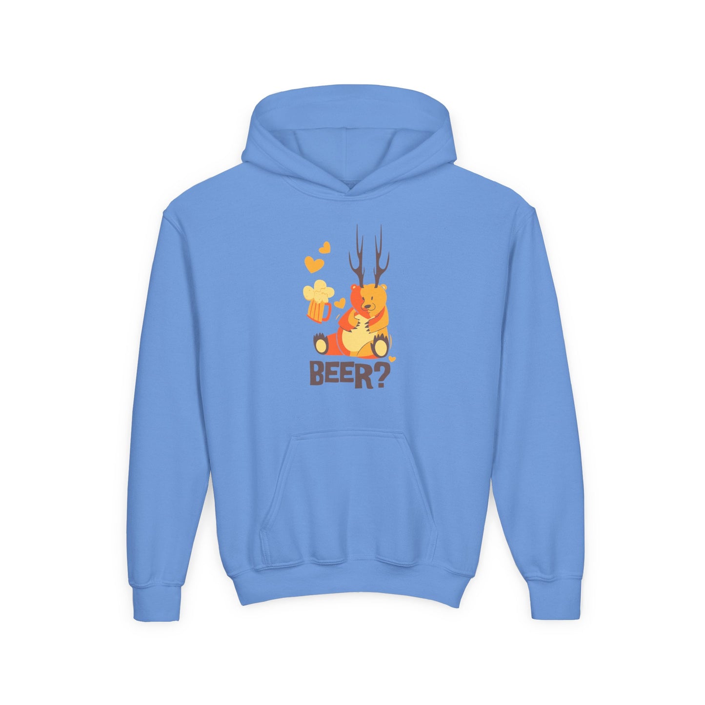 Youth Hoodie For Girls with Beer Bear - Fun and Cozy