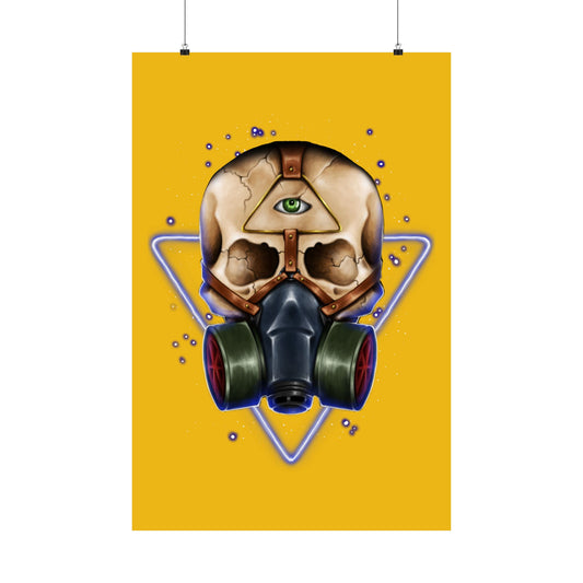 Edgy Matte Vertical Poster - Gas Mask Skull Art for Unique Wall Decor