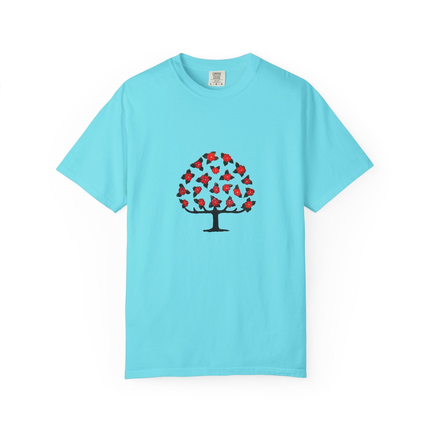 Unisex Garment-Dyed T-Shirt with Blooming Tree Design - Eco-Friendly Fashion