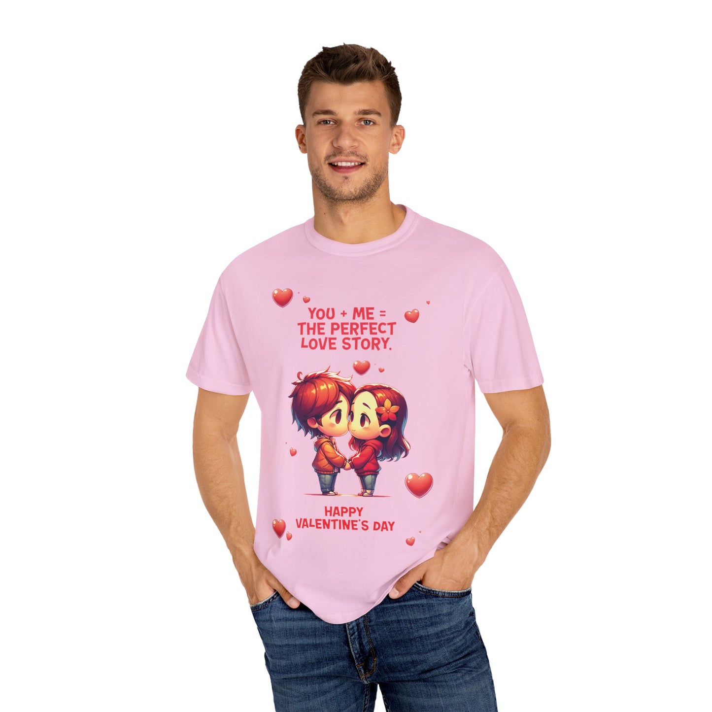Unisex Garment-Dyed T-Shirt - 'Perfect Story Love' - Valentine's Day