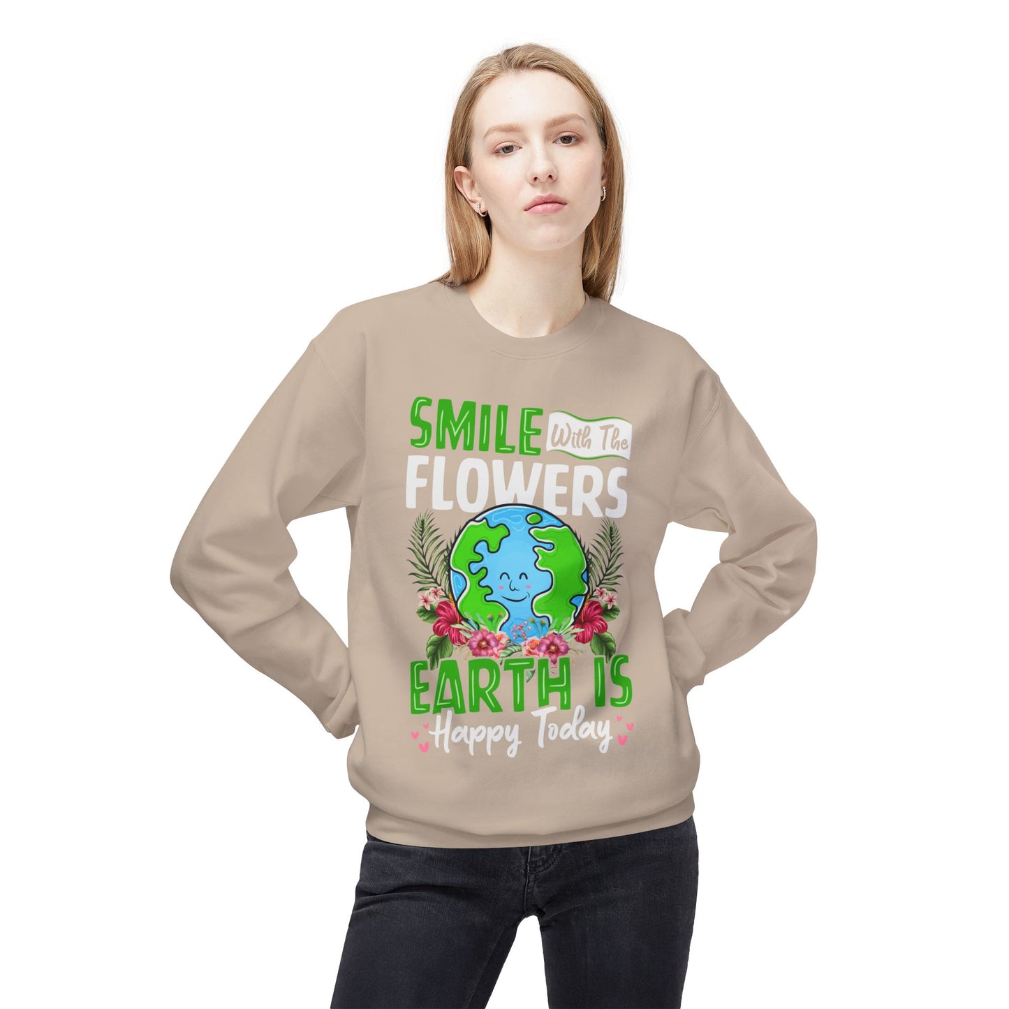 Women's Fleece Sweatshirt Flowers Floral Graphic for Positive Vibes