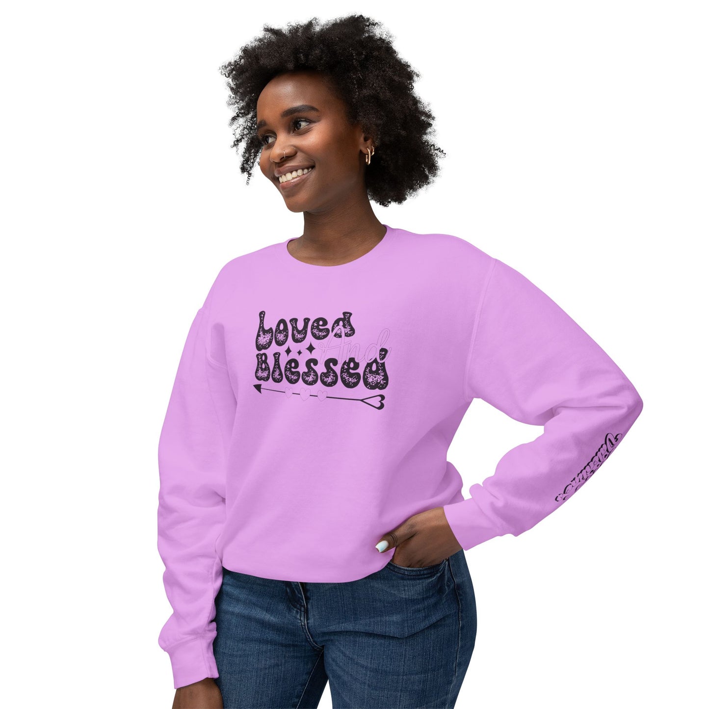 Women Sweatshirt Love And Blessed - Perfect for Valentine's Day Outfit