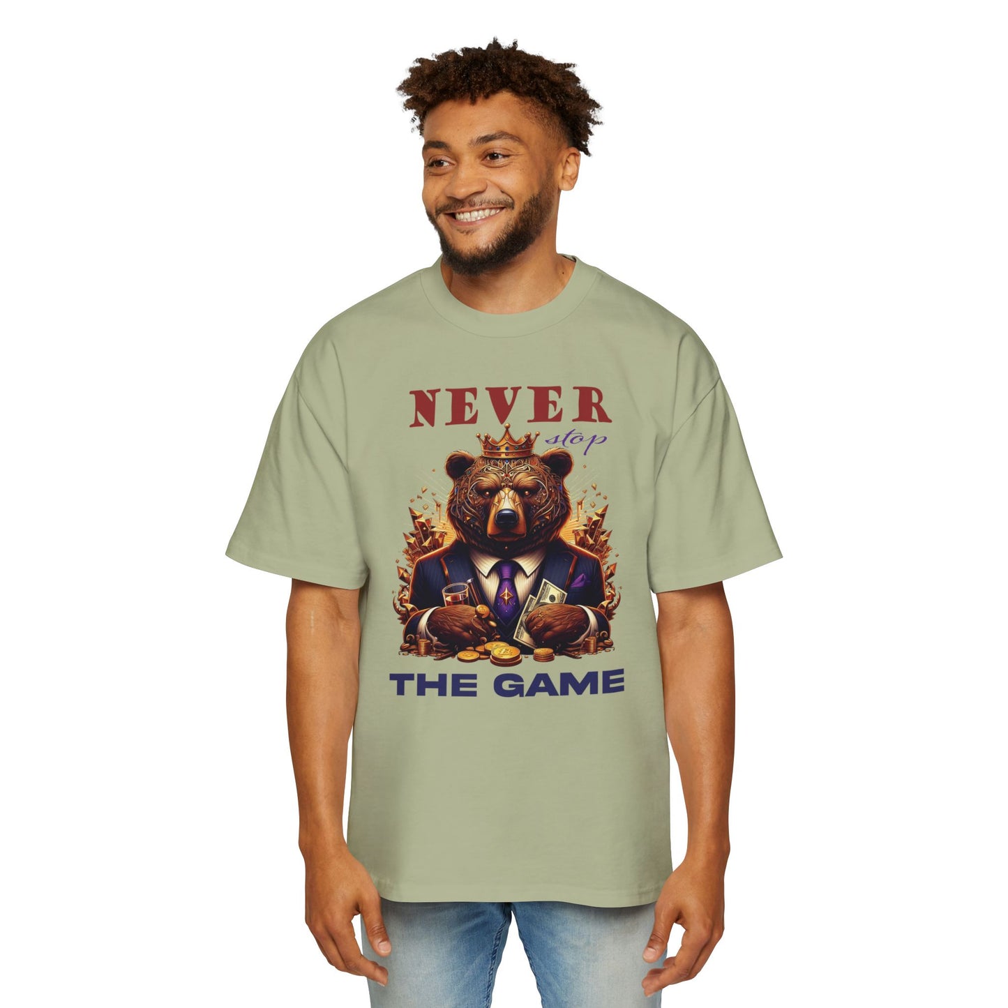 Stylish Men's Oversized Tee - "Never Stop The Game" Graphic T-shirt