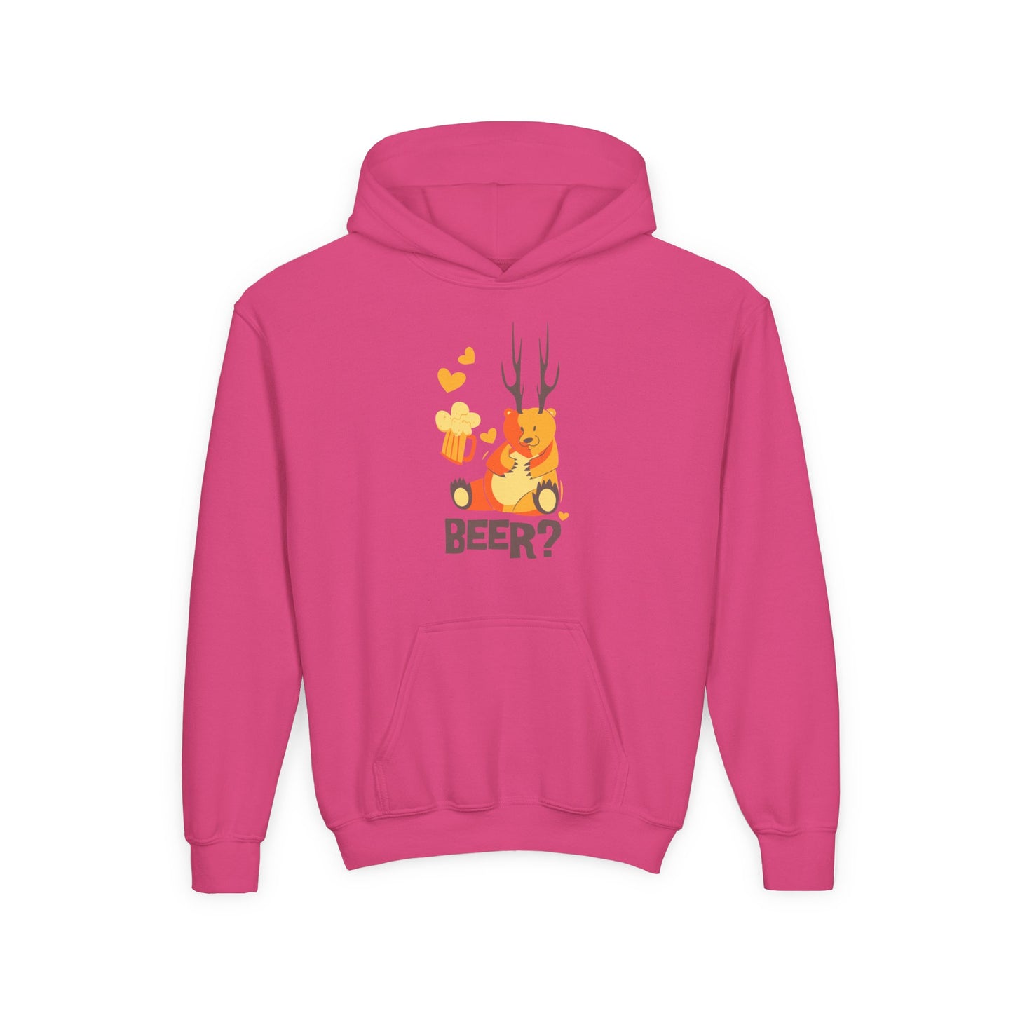 Youth Hoodie For Girls with Beer Bear - Fun and Cozy