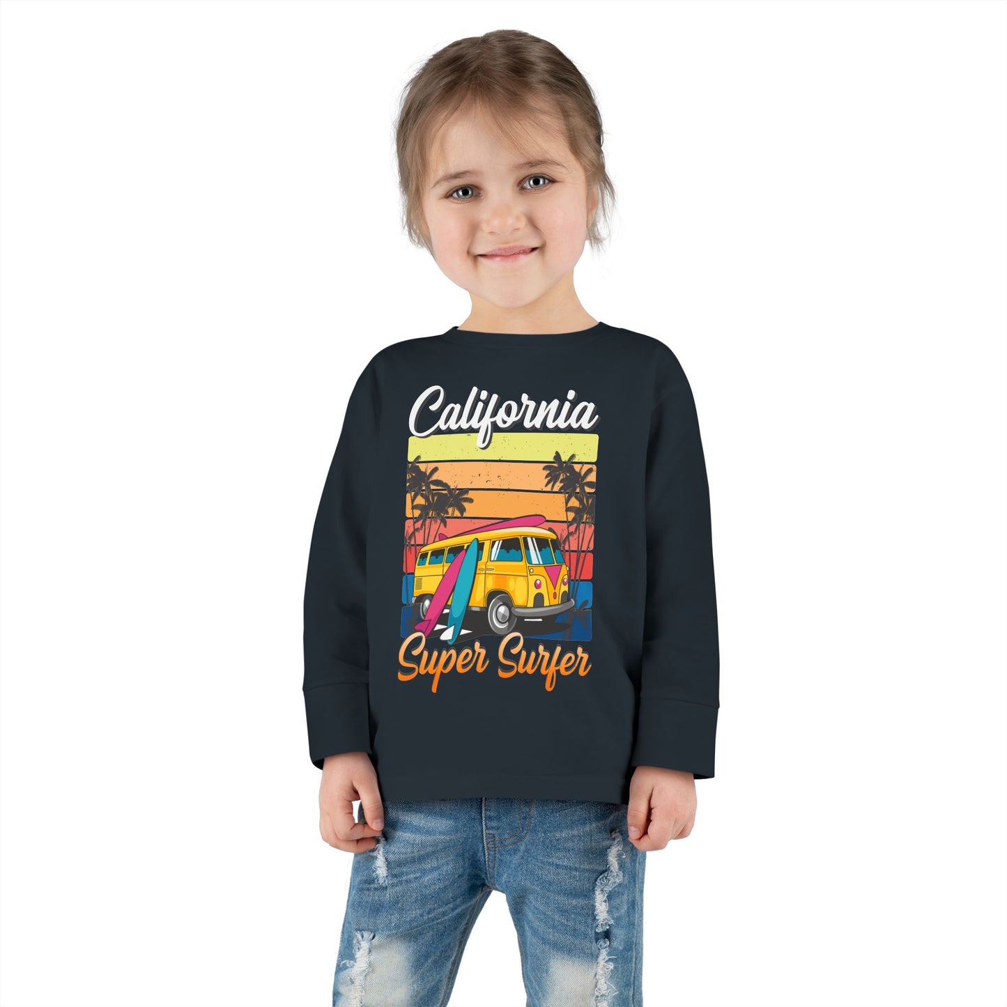 Toddler Long Sleeve Tee California Super Surfer Fun Beach Vibes