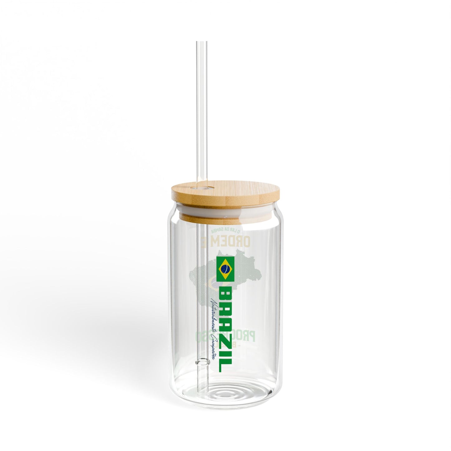 Eco-Friendly 16oz Sipper Glass with Brazil Map Design