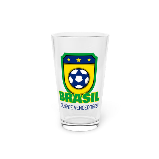 Brasil Soccer Pint Glass 16oz Perfect for Game Day Celebrations