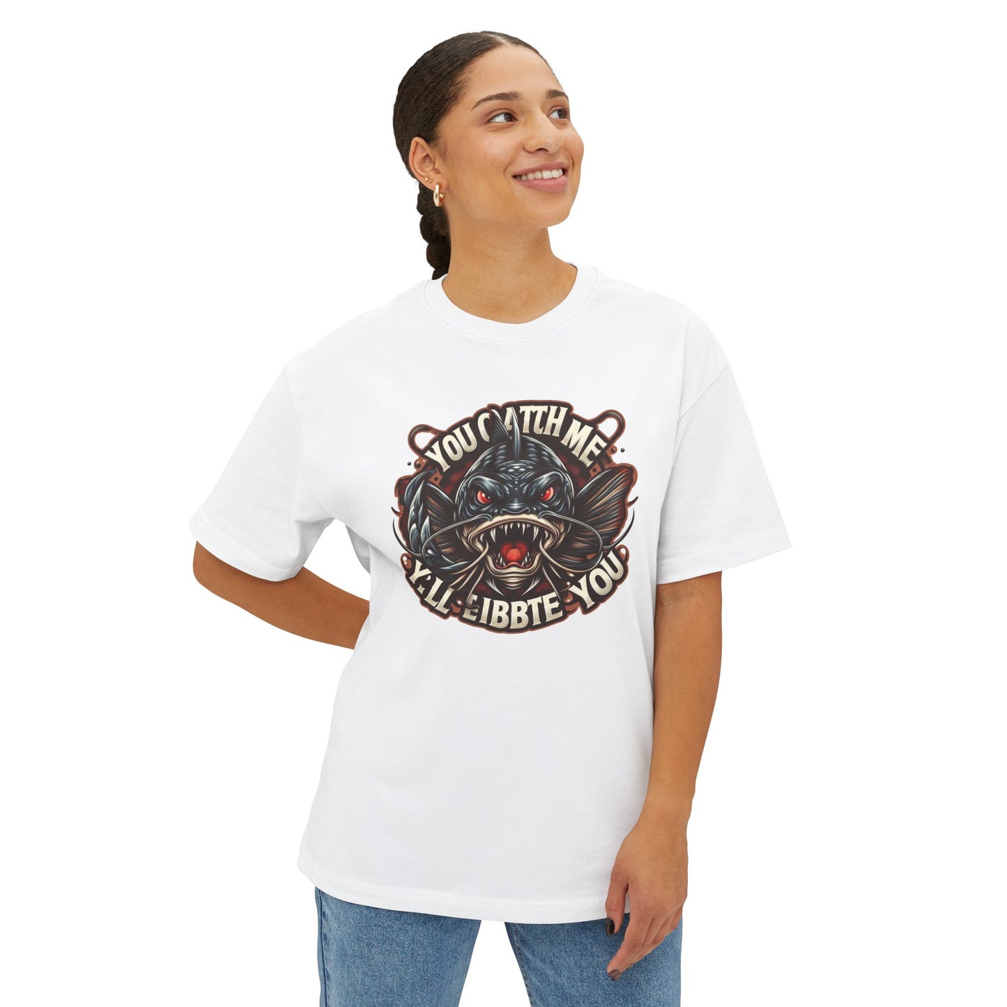 Funny Fish Graphic Oversized Boxy Tee - For Pike Fans