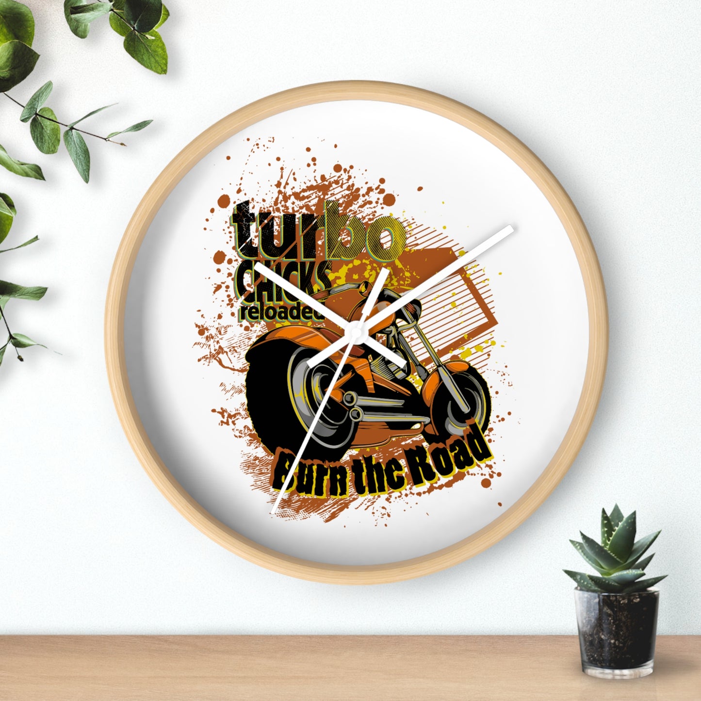 Turbo Bikes Wall Clock - Burn the Road Decor for Motorcycle Enthusiasts