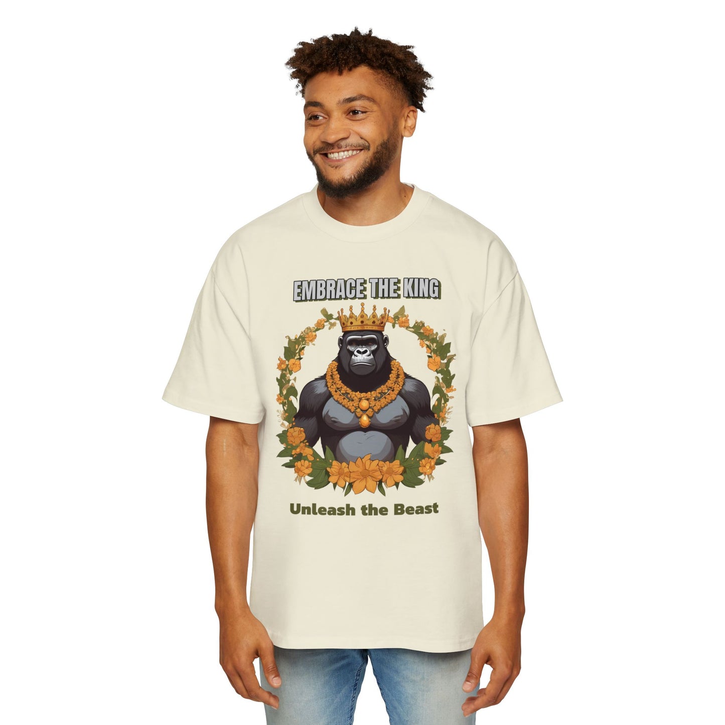 Embrace the King Men's Oversized Tee - Unleash the Beast