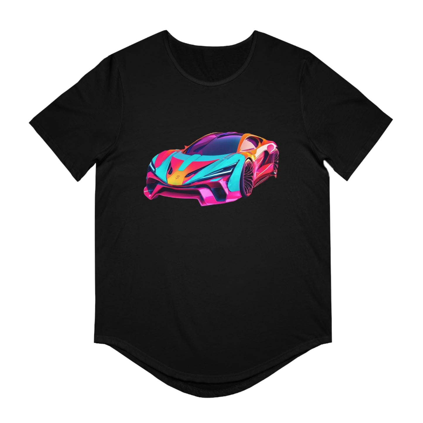 Men's Jersey Curved Hem Tee - Colorful Sports Car Design