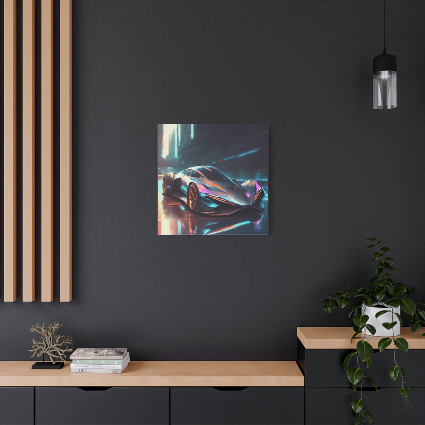 Futuristic Car Matte Canvas Art - 12x12 Inch Wall Decor for Auto Enthusiasts