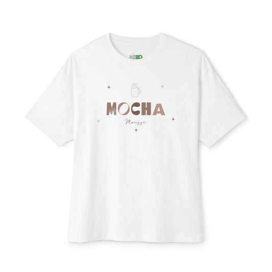 Mocha Message Women's Oversized Boxy Tee – Comfortable Coffee-Inspired Fashion
