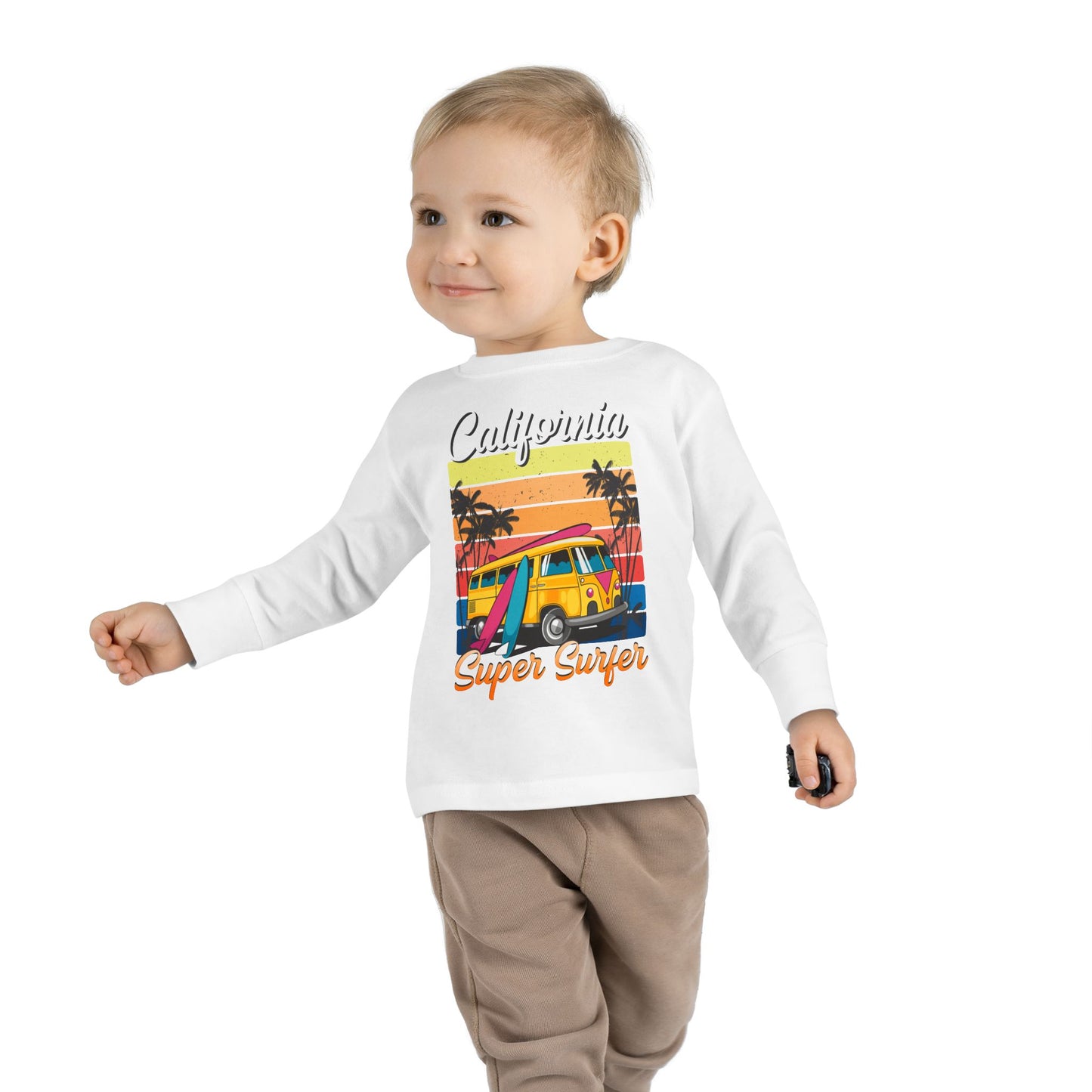 Toddler Long Sleeve Tee California Super Surfer Fun Beach Vibes