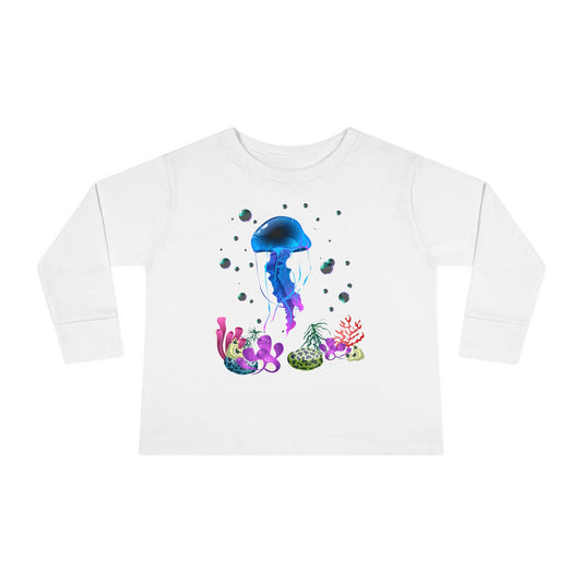 Toddler Long Sleeve Tee Colorful Jellyfish Fun Under the Sea Shirt for Kids