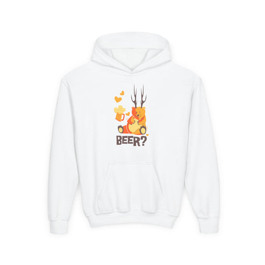 Youth Hoodie For Girls with Beer Bear - Fun and Cozy