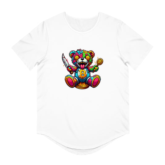 Cool Little Bear Graphic Men's Tee – Colorful Bear & Bitcoin Design